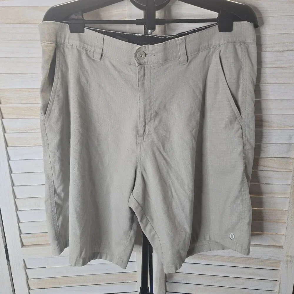 Hang Ten Mens Khaki Hybrid Shorts 38 Coastal Casual Preppy Resort Wear Golf Core